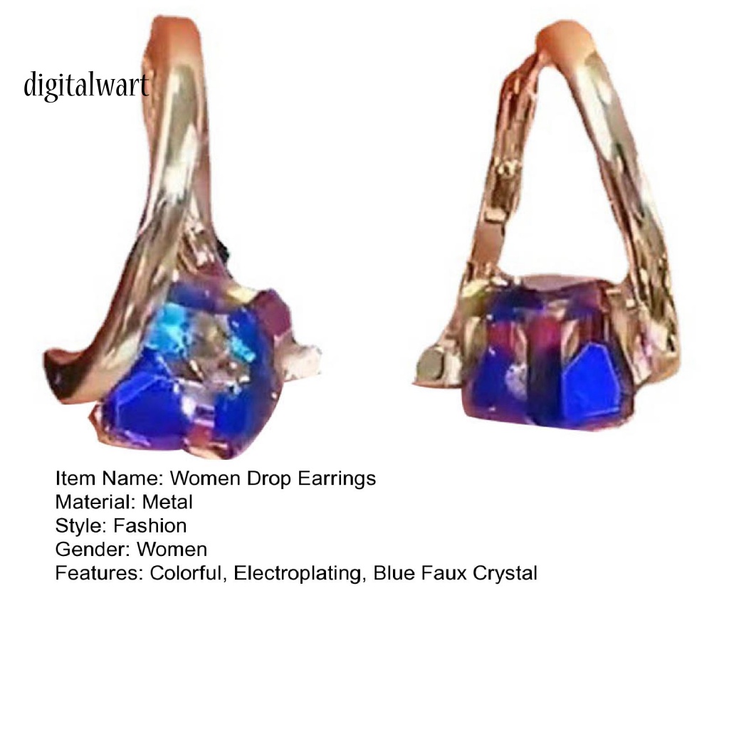 Kỹ Thuật Số| 1 Đôi Bông Tai Dáng Dài Đính Pha Lê Xanh Dương Sáng Nhiều Màu Thời Trang Dành Cho Nữ