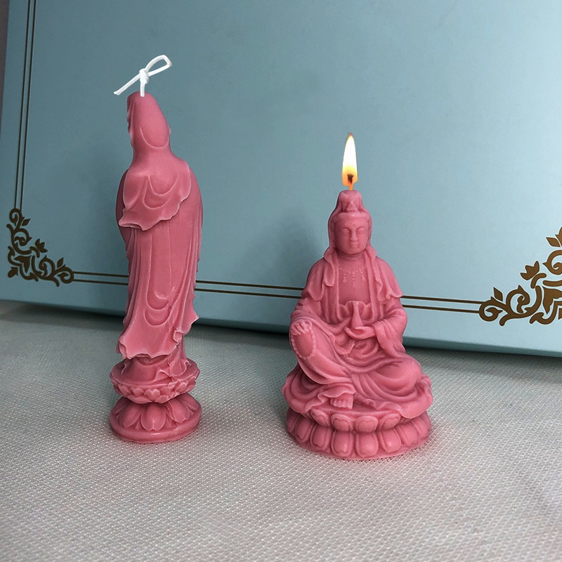 Khuôn Silicone Làm Nến Thơm Hình Tượng Phật Quan Âm 3D DIY