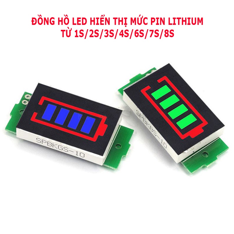 Đồng hồ LED hiển thị mức pin Lithium 1/2/3/4/6/7/8S