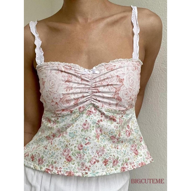 Áo Hai Dây In Hoa Thời Trang Gợi Cảm Cho Nữ