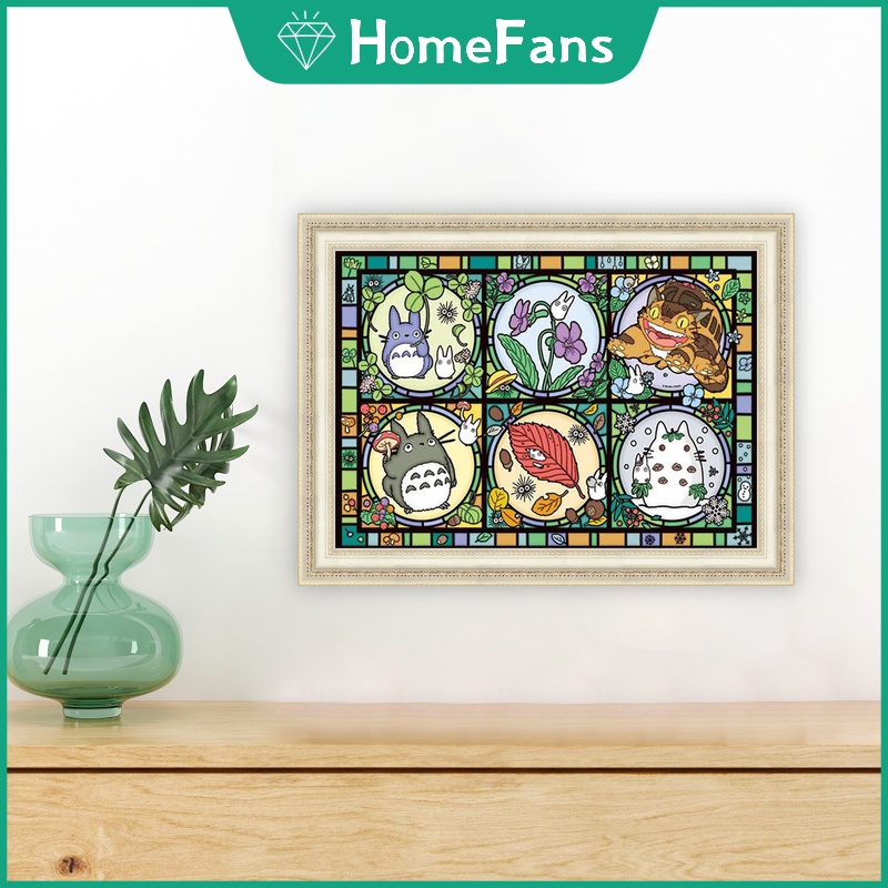 Bộ Tranh Đính Đá Diy Hình Totoro Kích Thước 40x30cm / 50x40cm / 70x50cm