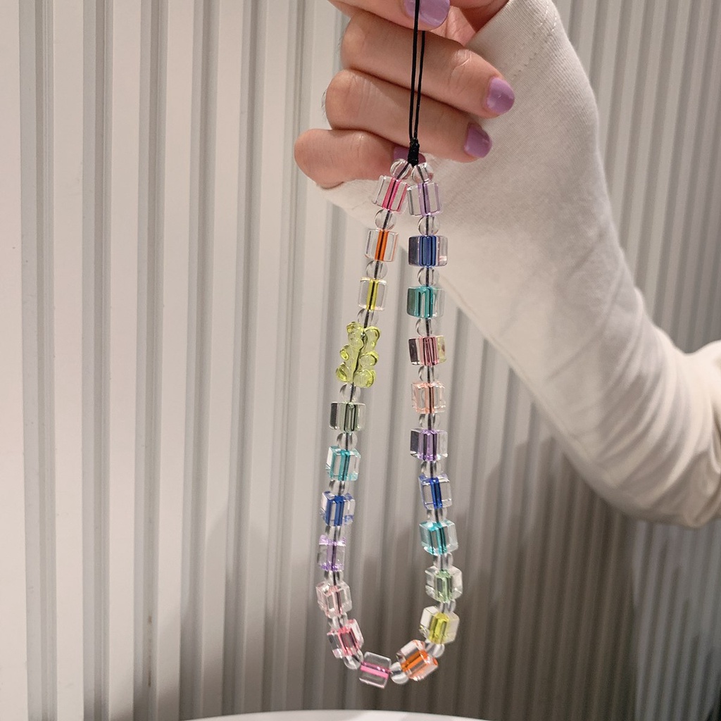 Dây Đeo Điện Thoại Kết Nối Bluetooth Không Dây Đính Hạt Ngọc Trai Hình Vuông / Gấu / Đám Mây Xinh Xắn