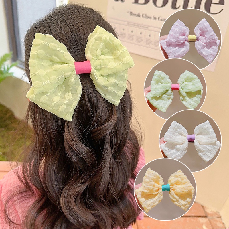 Kẹp Tóc Hình Nơ Ba Chiều Màu Sắc Macaron Dành Cho Nữ Dễ Phối Đồ