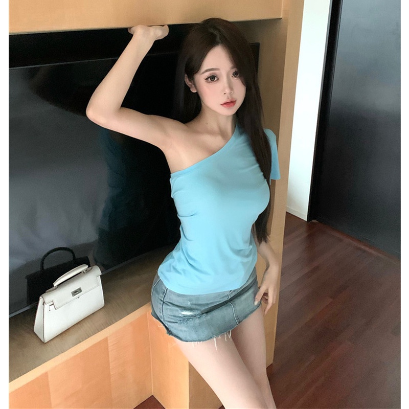 Áo Thun Tay Ngắn Hở Vai Thời Trang Cho Nữ