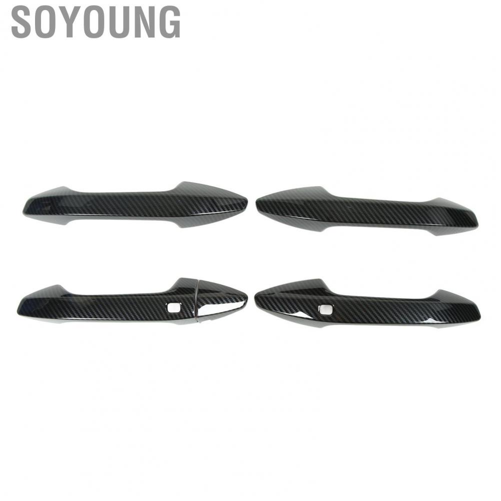 Soyoung Pull Out Handle Cover  Carbon Fiber Style Wear Resistant Heavy Duty Deformation Proof Car Exterior Door Handle Cover Clear Texture Easy Installation  for Car