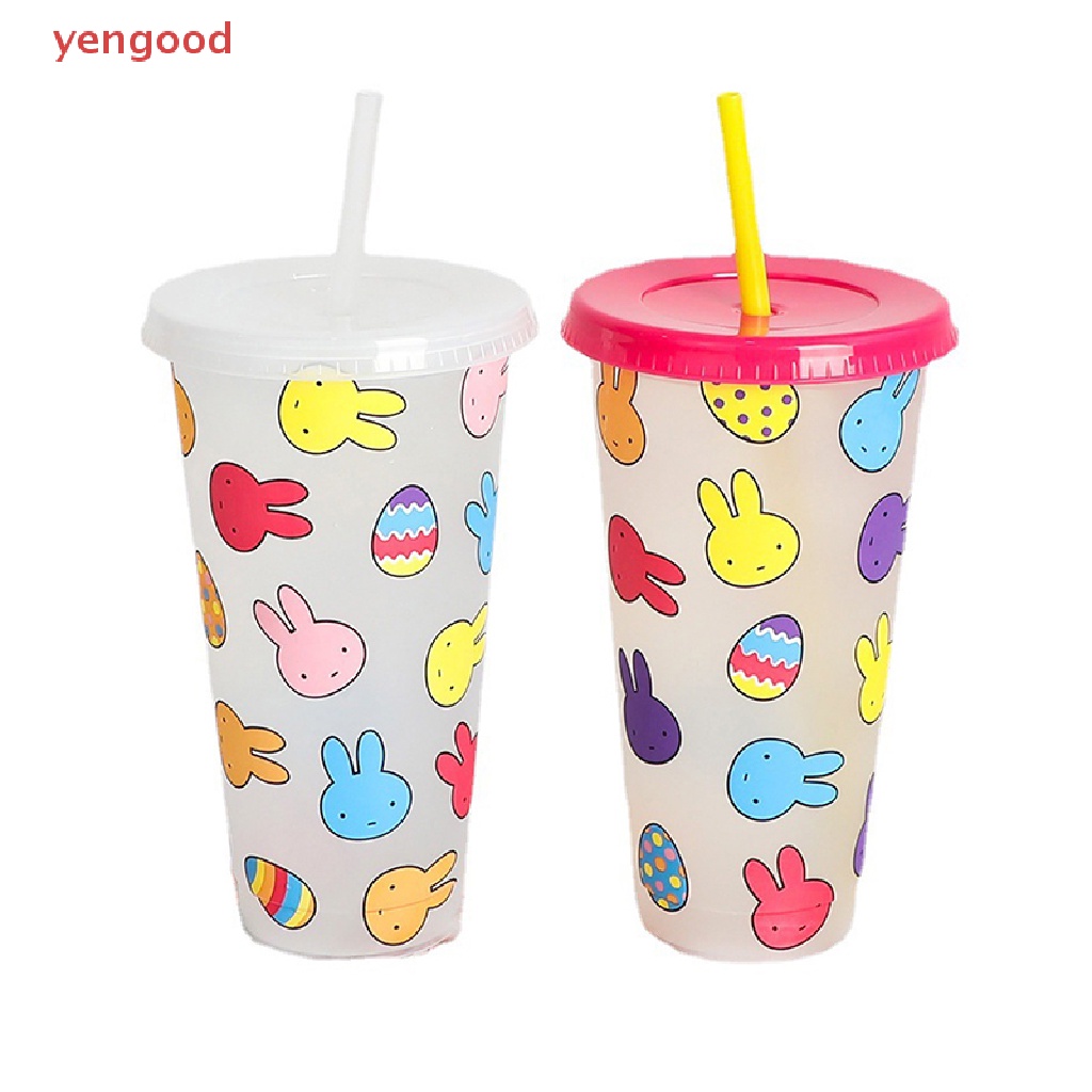 (YGD) Cốc Uống Nước Lạnh Bằng Nhựa Thay Đổi Màu Sắc Có Nắp Đậy Cho Tiệc Năm Mới