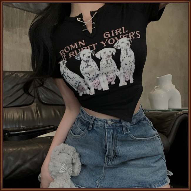 Áo Kiểu Cổ Chữ V Dáng Ôm In Họa Tiết Độc Đáo Thời Trang Mùa Hè Quyến Rũ Cho Nữ