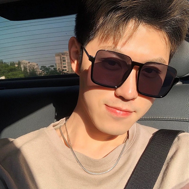 Papaya Kính Mát Gọng Vuông Lớn Màu Đen Thời Thượng Cho Nam Và Nữ Lái Xe Hàng Ngày