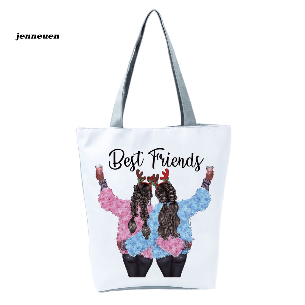 Túi Tote Đeo Vai Sức Chứa Lớn Có Khóa Kéo In Họa Tiết Dễ Thương Thời Trang Cho Gia Đình