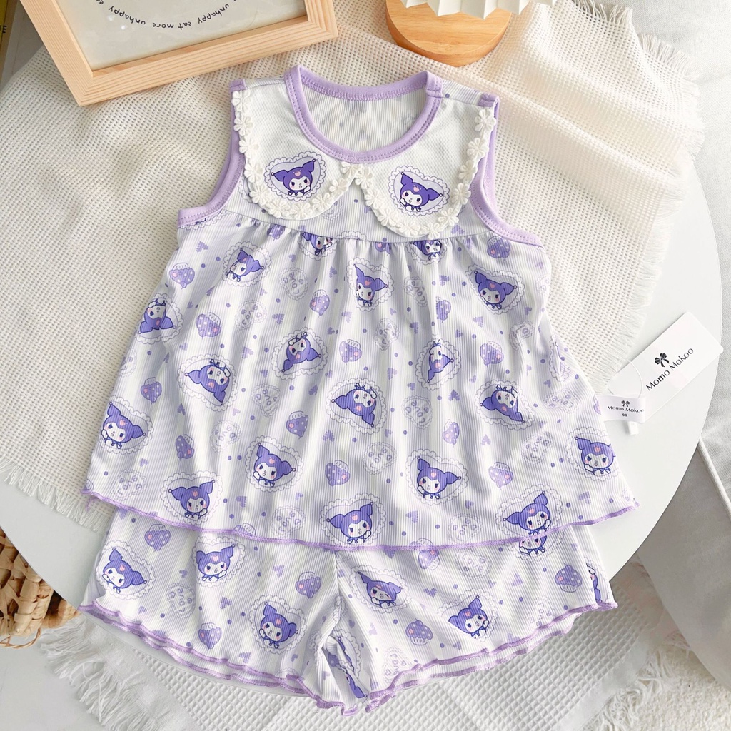 Bộ Đồ Ngủ Bằng Lụa Mát Cổ Búp Bê Dễ Thương Thời Trang Mùa Hè 2023 Dành Cho Bé Gái 0421