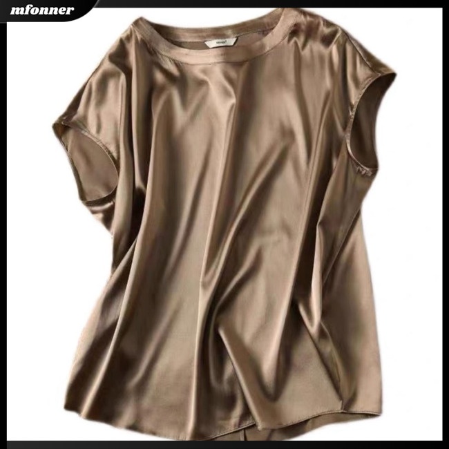 Áo Thun Raglan Tay Ngắn Cổ Tròn Màu Sắc Đơn Giản Cho Nữ