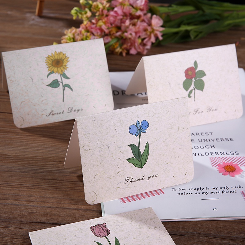 Set 6 Thiệp Chúc Mừng Họa Tiết Hoa Vintage Lãng Mạn
