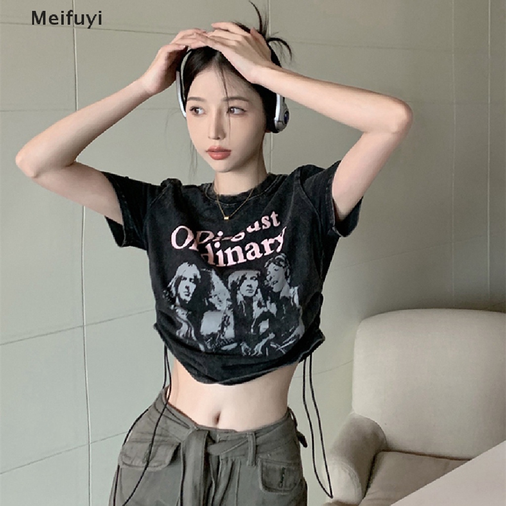 Áo Thun Tay Ngắn Cổ Tròn In Họa Tiết Phong Cách Retro Mỹ Thời Trang Mùa Hè Cho Nữ