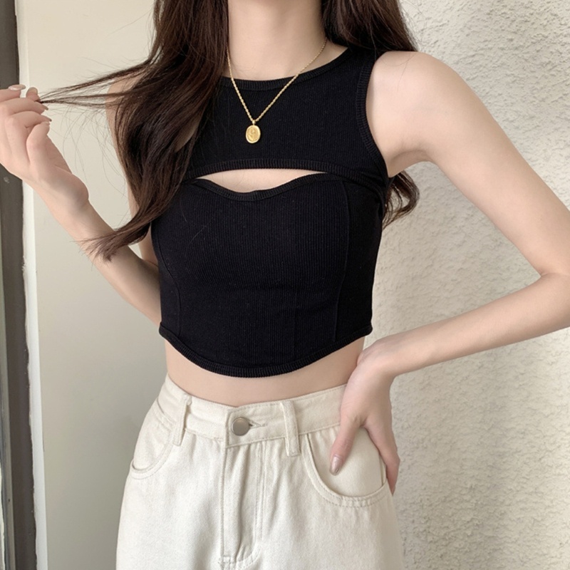 Áo Croptop Sát Nách Màu Trơn Thời Trang Mùa Hè Cho Nữ