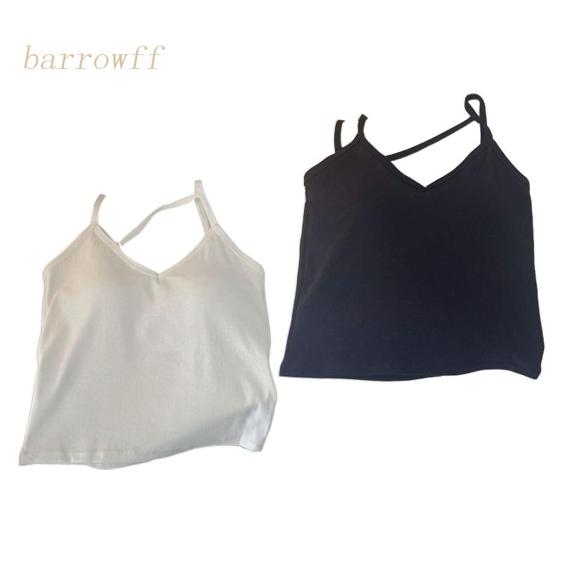 Brroa Áo Hai Dây Cotton Cơ Bản Với Áo Ngực Dây Mảnh Màu Trơn Gợi Cảm Cho Nữ