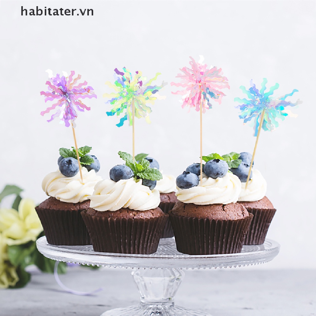 Set 10 Tăm Xỉa Răng Hình Pháo Hoa Trang Trí Bánh Cupcake