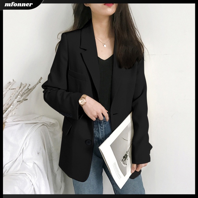 Áo Khoác Tay Dài Dáng Rộng Màu Sắc Thời Trang Cho Nữ