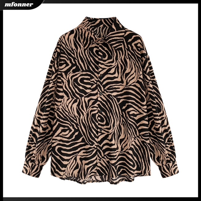 Áo Khoác Sơ Mi Tay Dài Dáng Rộng In Họa Tiết Kẻ Sọc Kiểu Retro Thời Trang Mùa Xuân Cho Bạn Gái