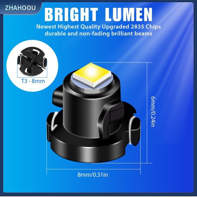 ☃Nhà Cửa☃ Set 20 Bóng Đèn Led T3-8mm Cho Xe Ô Tô