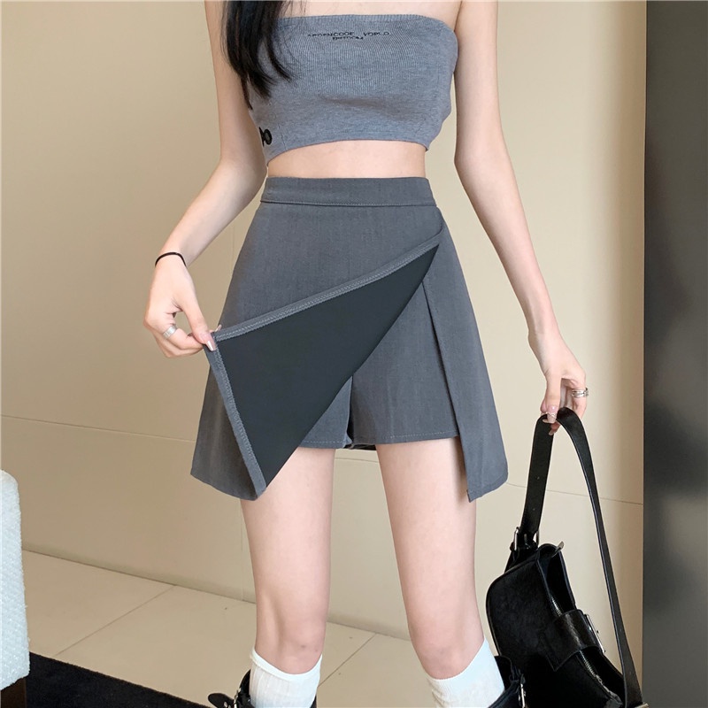 SUXI Chân Váy Chữ A Lưng Cao Màu Sắc Đơn Giản Thời Trang Mùa Hè Cho Nữ