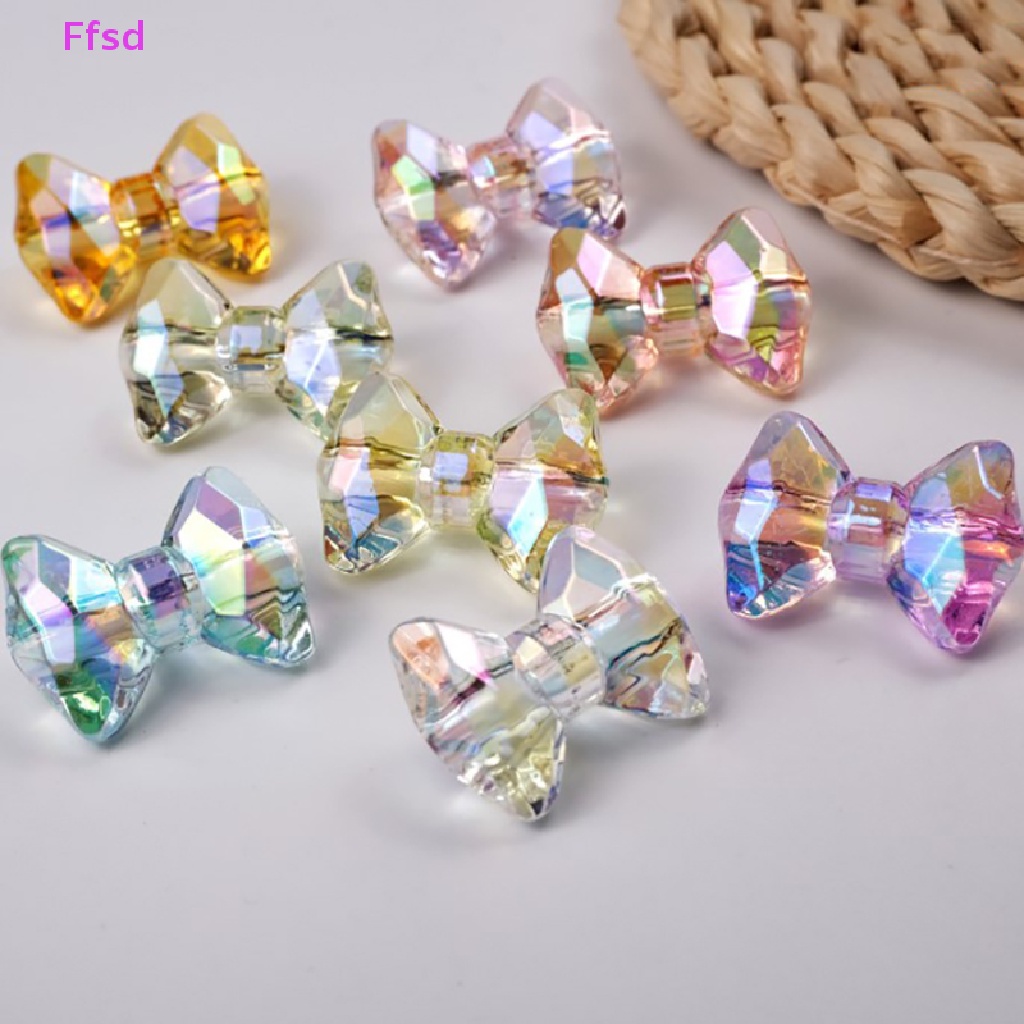 {Ffsd} Set 10 Hạt Acrylic Trong Suốt Hình Gấu Thắt Nơ Nhiều Màu Sắc Làm Trang Sức Thủ Công * Bán Chạy
