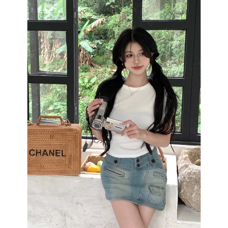 Áo Thun Ngắn Tay Cổ Tròn Dáng Ôm Thời Trang Mùa Hè Dành Cho Nữ