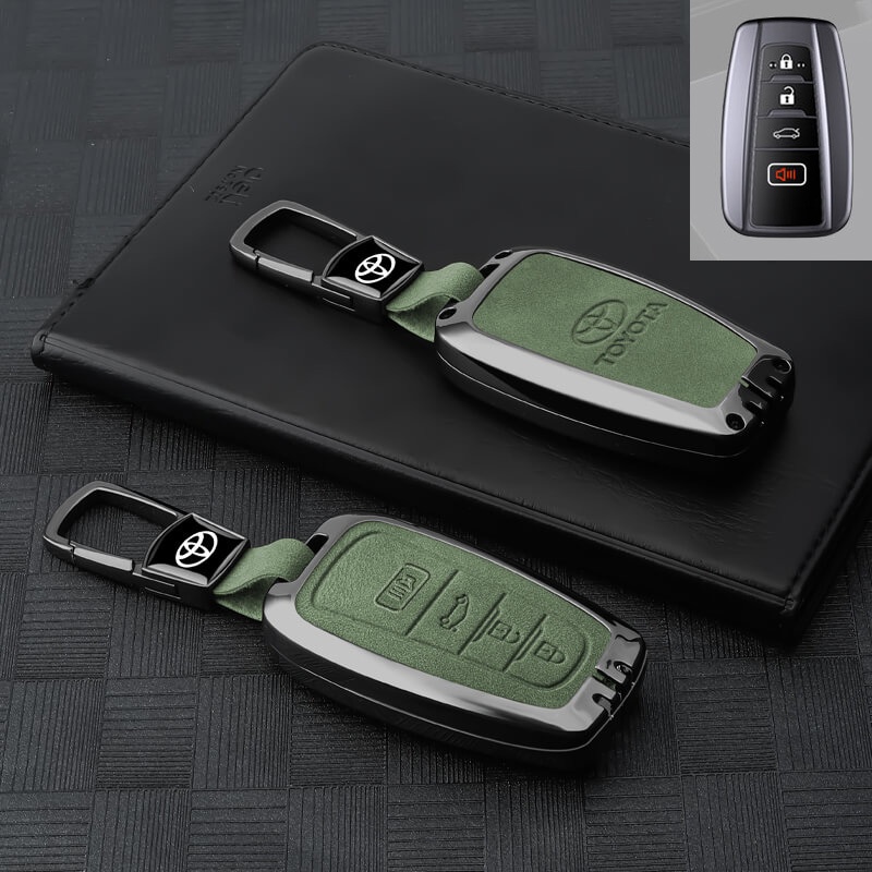 Vỏ Da + Kim Loại Bảo Vệ Chìa Khóa Xe Hơi Toyota All-New Camry / Corolla Altis / Cross 4 Nút
