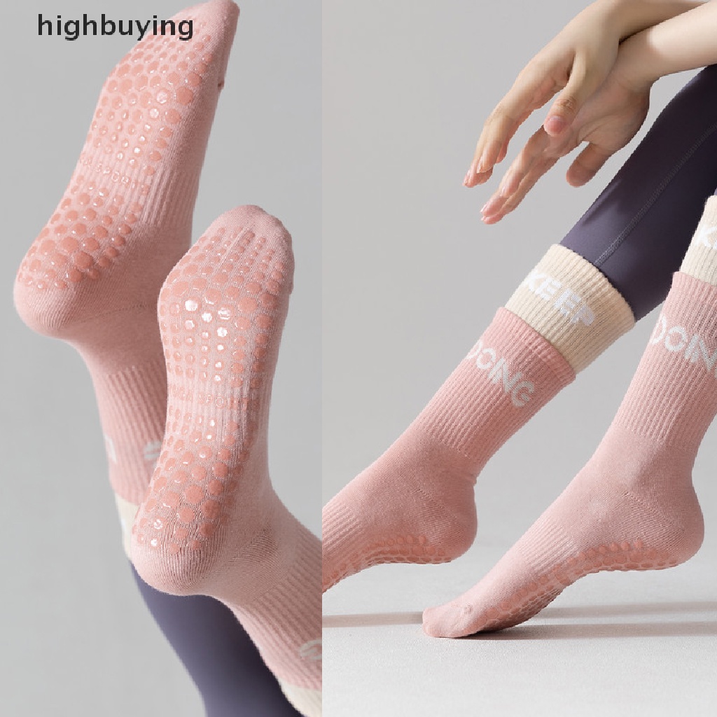 Hbvn Belle Vớ Cổ Trung Đôi Bằng Silicone Chống Trượt Tập Yoga / Nhảy Múa / Pilates Màu Tương Phản Cho Nữ