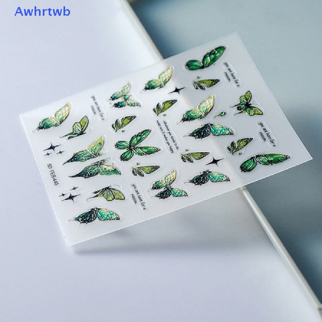 1 Tờ Sticker Dán Móng Tay Hình Bướm 5D Mới