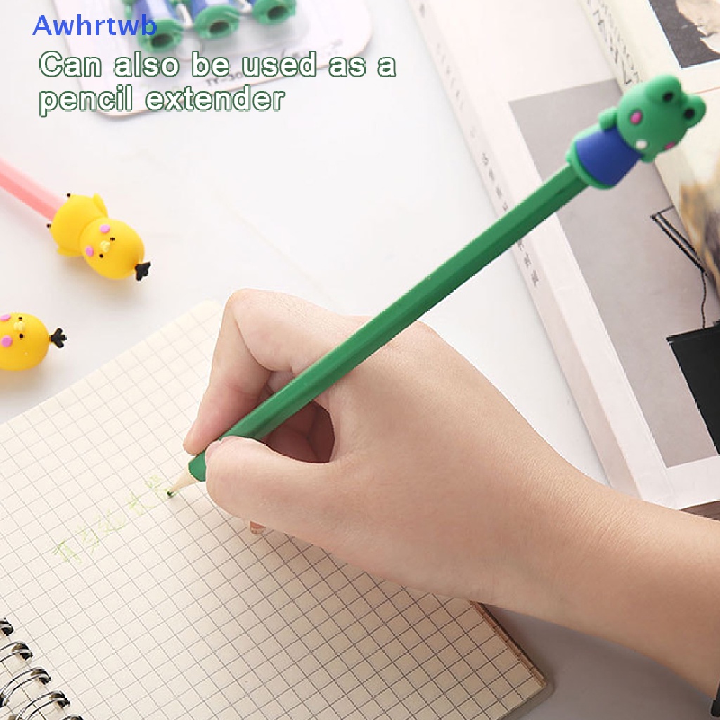 Set 3 Vỏ Bọc Bút Chì Bằng Cao Su Mềm Họa Tiết Động Vật Hoạt Hình Dễ Thương Cho Học Sinh Mới