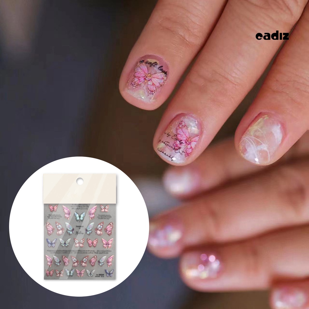 1 Tấm Sticker Dán Móng Tay DIY Hình Bướm 5D Dành Cho Salon