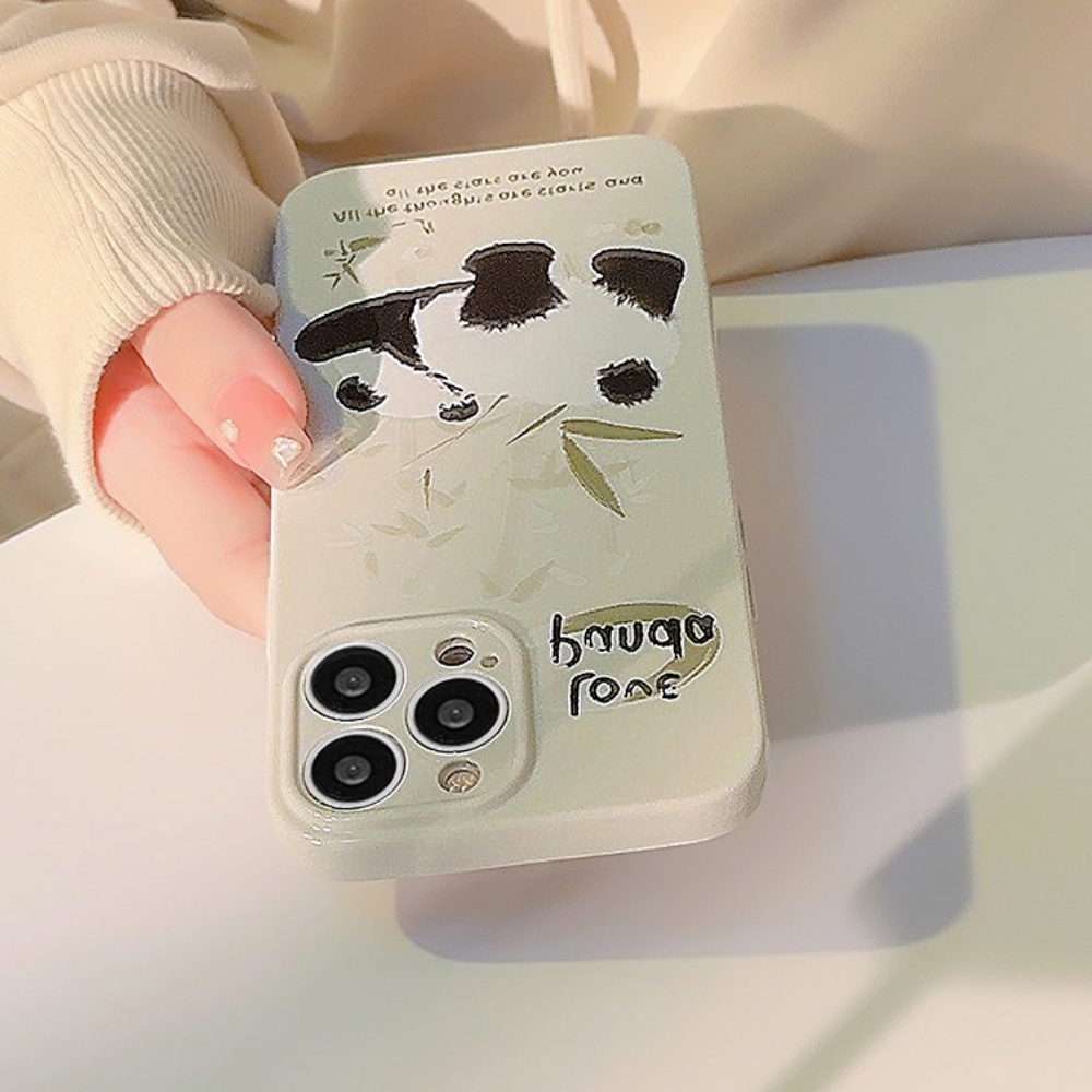 Ốp Điện Thoại TPU Dẻo Họa Tiết Gấu Trúc Dễ Thương Chống Sốc Cho IPhone 11 12 13 14 Pro Max