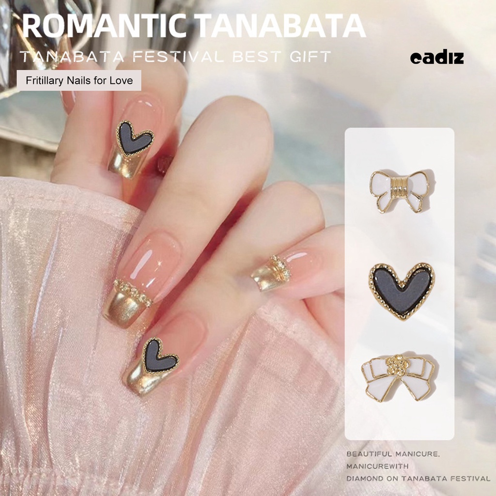 Set 10 Phụ Kiện Trang Trí Móng Tay Nghệ Thuật Bằng Hợp Kim Ba Chiều Độ Bóng Cao Hình Nơ Hoa Trà