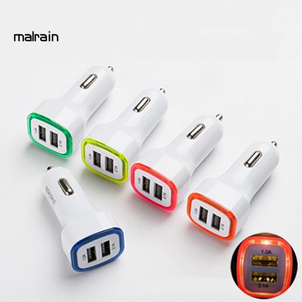 Tẩu Sạc Nhanh Hai Cổng USB Có Đèn LED Cho Xe Hơi