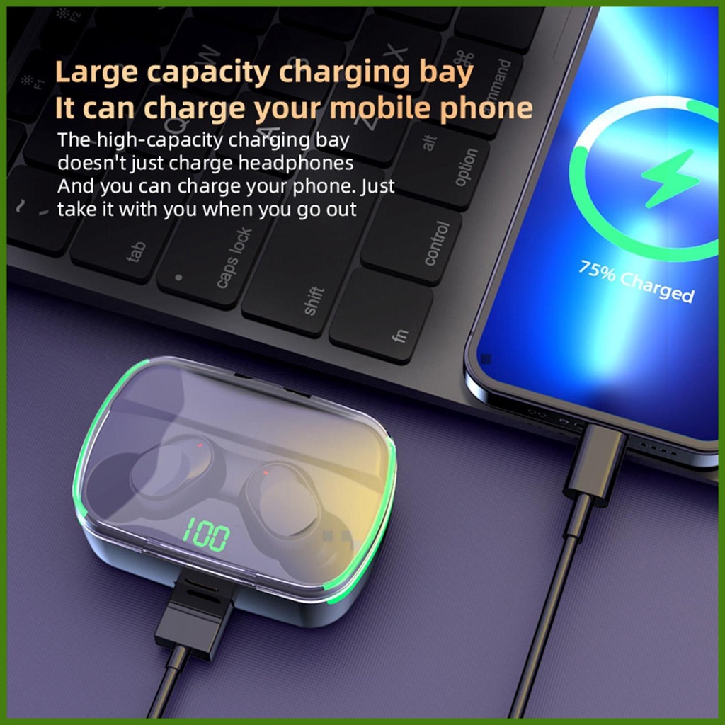 Tai Nghe Nhét Tai Không Dây 5.3 Pin Dài Màn Hình Kỹ Thuật Số Phong Cách Thể Thao