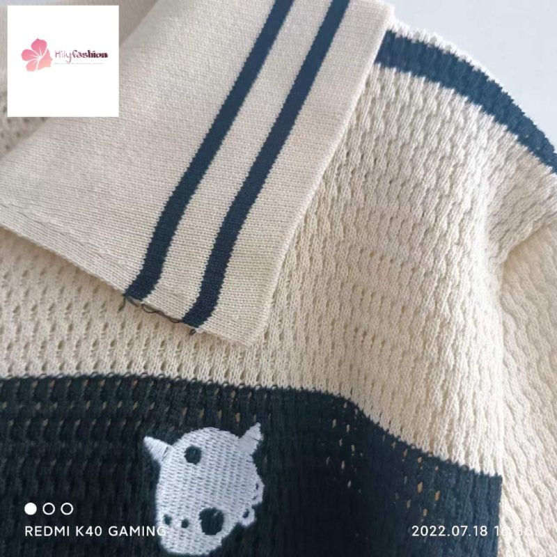 Áo Thun POLO Dệt Kim Tay Ngắn Dáng Rộng Họa Tiết Kẻ Sọc Thời Trang Mùa Hè Phong Cách Mới Mùa Hè 2022