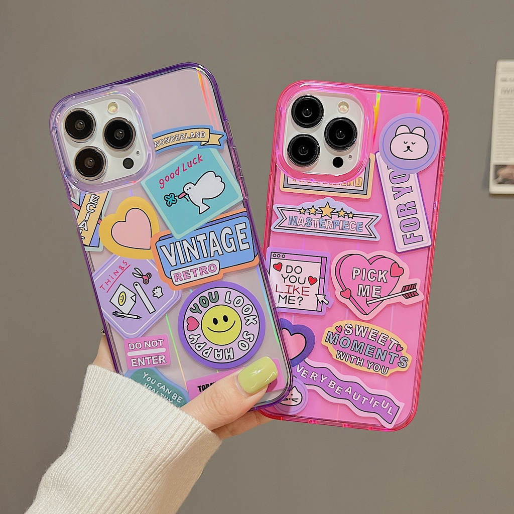 Ốp Điện Thoại tpu Dẻo Trong Suốt Họa Tiết Hoạt Hình Đơn Giản Chống Rơi / Sốc Cho iPhone 11 12 13 14 PRO Max