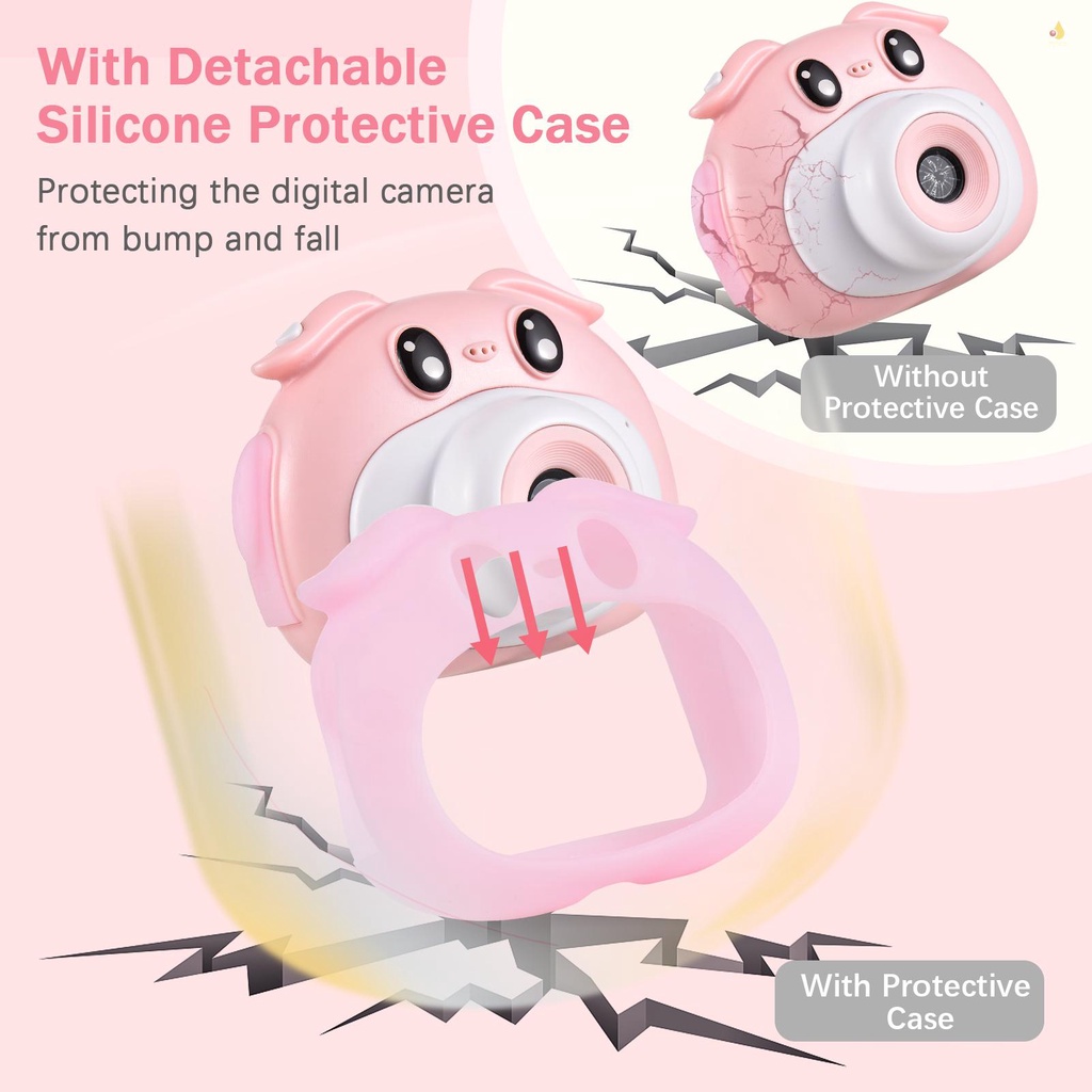 Máy Ảnh Kỹ Thuật Số Mini 1080P Màn Hình Kép 2.0 Inch IPS 4X Zoom Kèm Khung Ảnh Dễ Thương Cho Bé