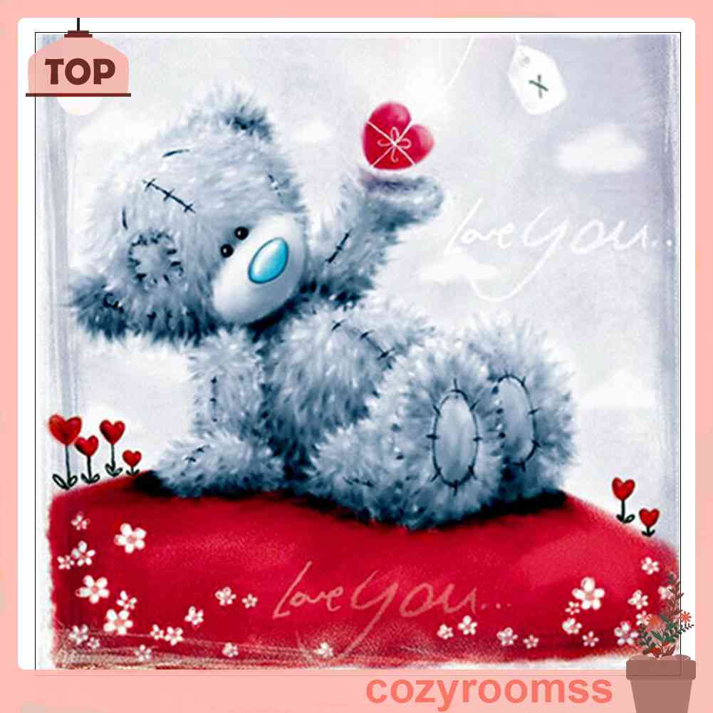 Tranh Đính Đá Kim Cương Toàn Bộ 5D DIY Hình Vẽ Gấu Tình Yêu