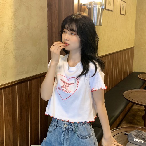 Áo Thun Đen Ngắn Tay Phong Cách Hàn Quốc Thời Trang Mùa Hè Cho Nữ