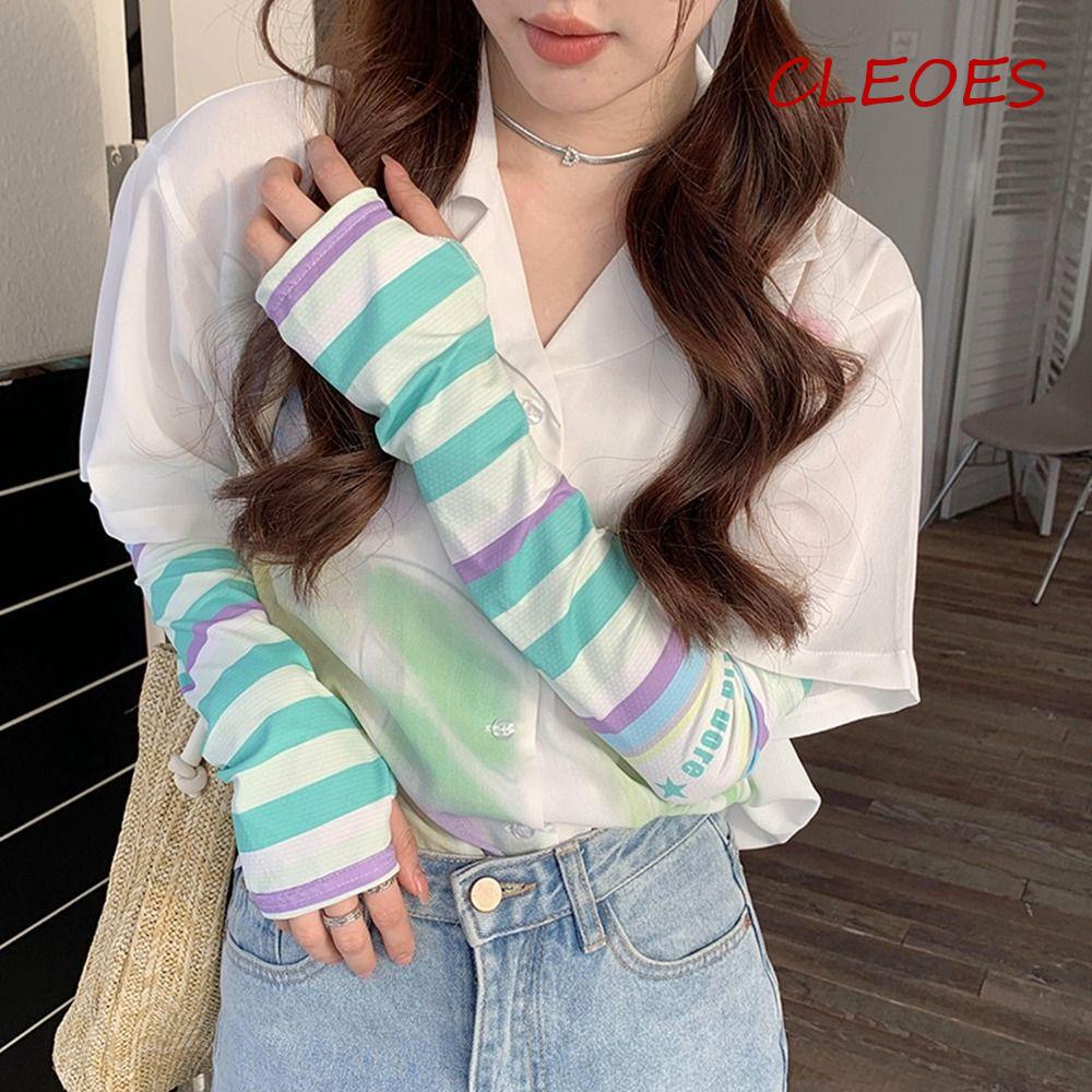 Găng Tay Chống Nắng Tia UV Bằng Lụa Lạnh Co Giãn Giữ Ấm Cánh Tay Dễ Thương