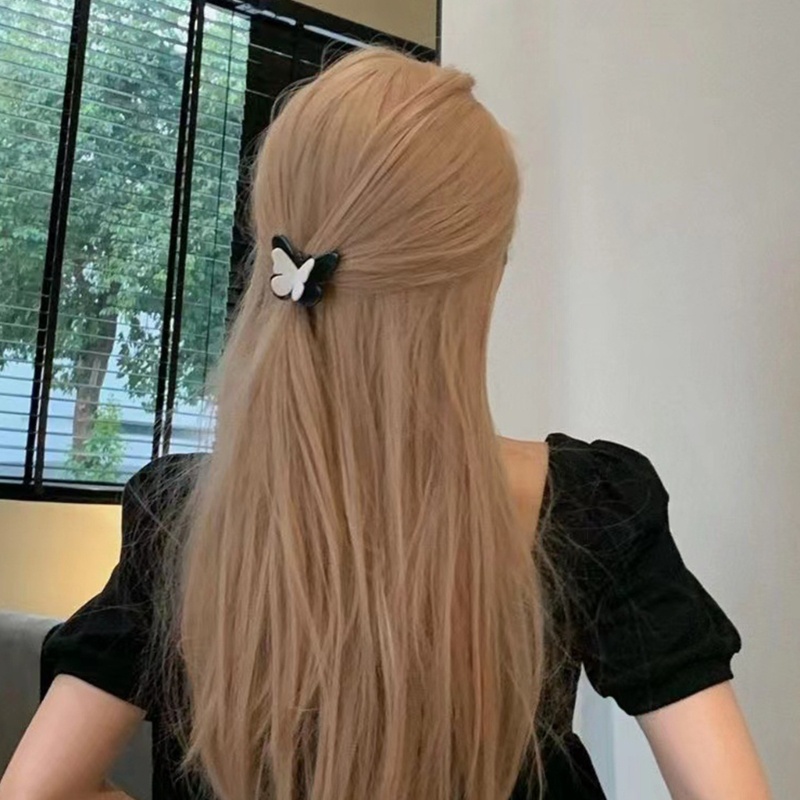 Kẹp Tóc Bướm Màu Trắng Đen Cho Bé Gái