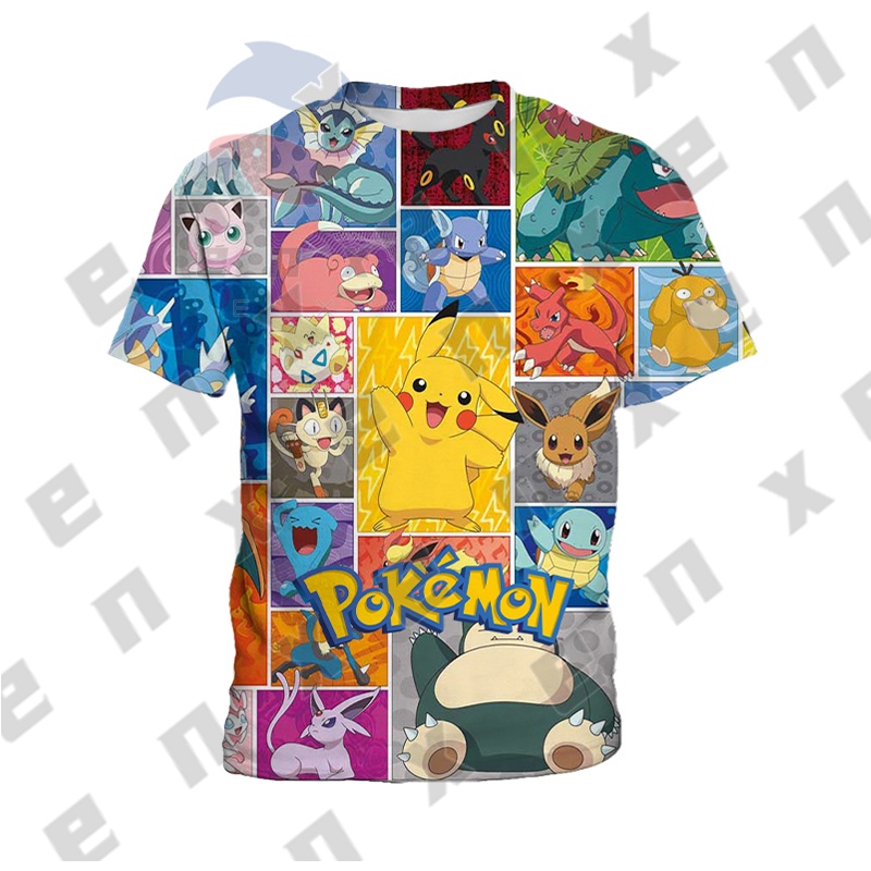 Áo Thun Tay Ngắn In Hình Pikachu 3D Dễ Thương Thời Trang Mùa Hè Cho Bé