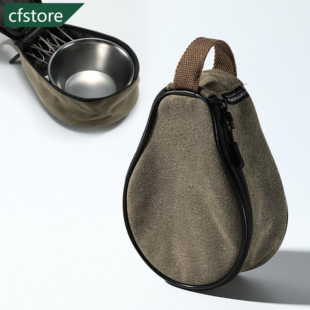 Túi Vải Canvas Đựng Cốc Nước Có Khóa Kéo Tiện Dụng Mang Theo Du Lịch Cắm Trại H4W4