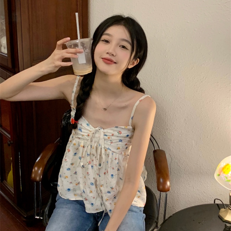 COZOK Áo Hoa Không Tay Cột Dây Thời Trang Gợi Cảm Cho Nữ