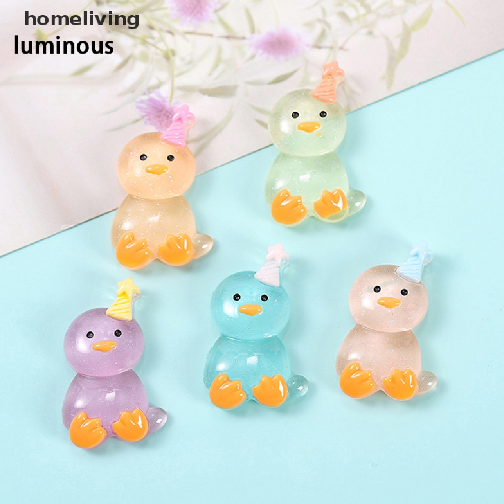 Set 2 Tượng Gà Con Mini Bằng Nhựa Resin Phát Sáng Dễ Thương Trang Trí Nhà Cửa DIY