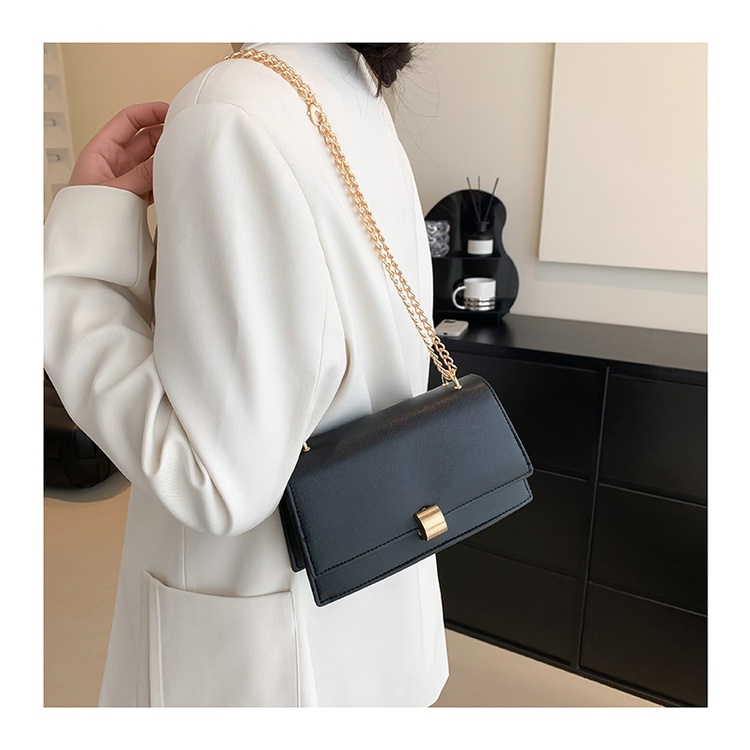Túi Đeo JASMIN NOIR Chéo Da PU Nắp Gập Phối Dây Đeo Sợi Xích Phong Cách Cổ Điển Thời Trang Cho Nữ