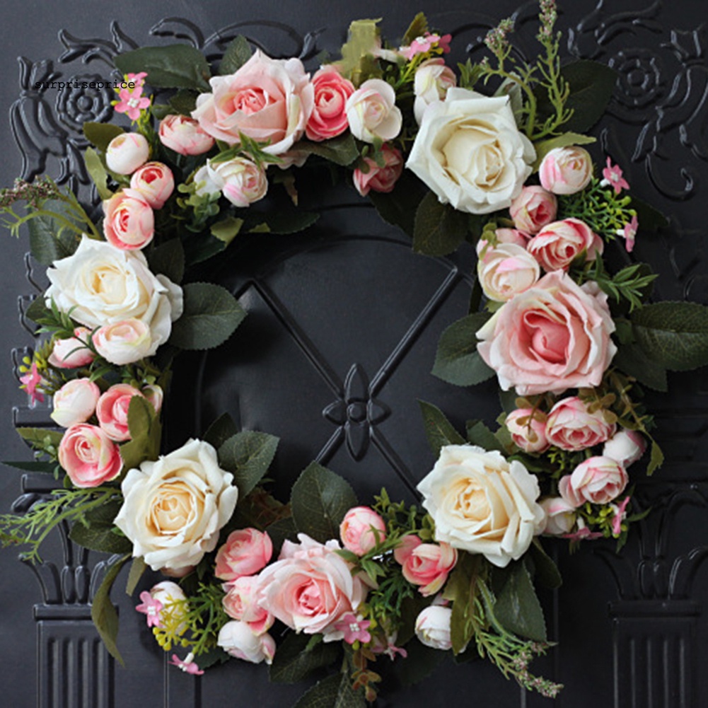 Vòng Hoa Hồng 35cm Treo Cửa Trang Trí Giáng Sinh