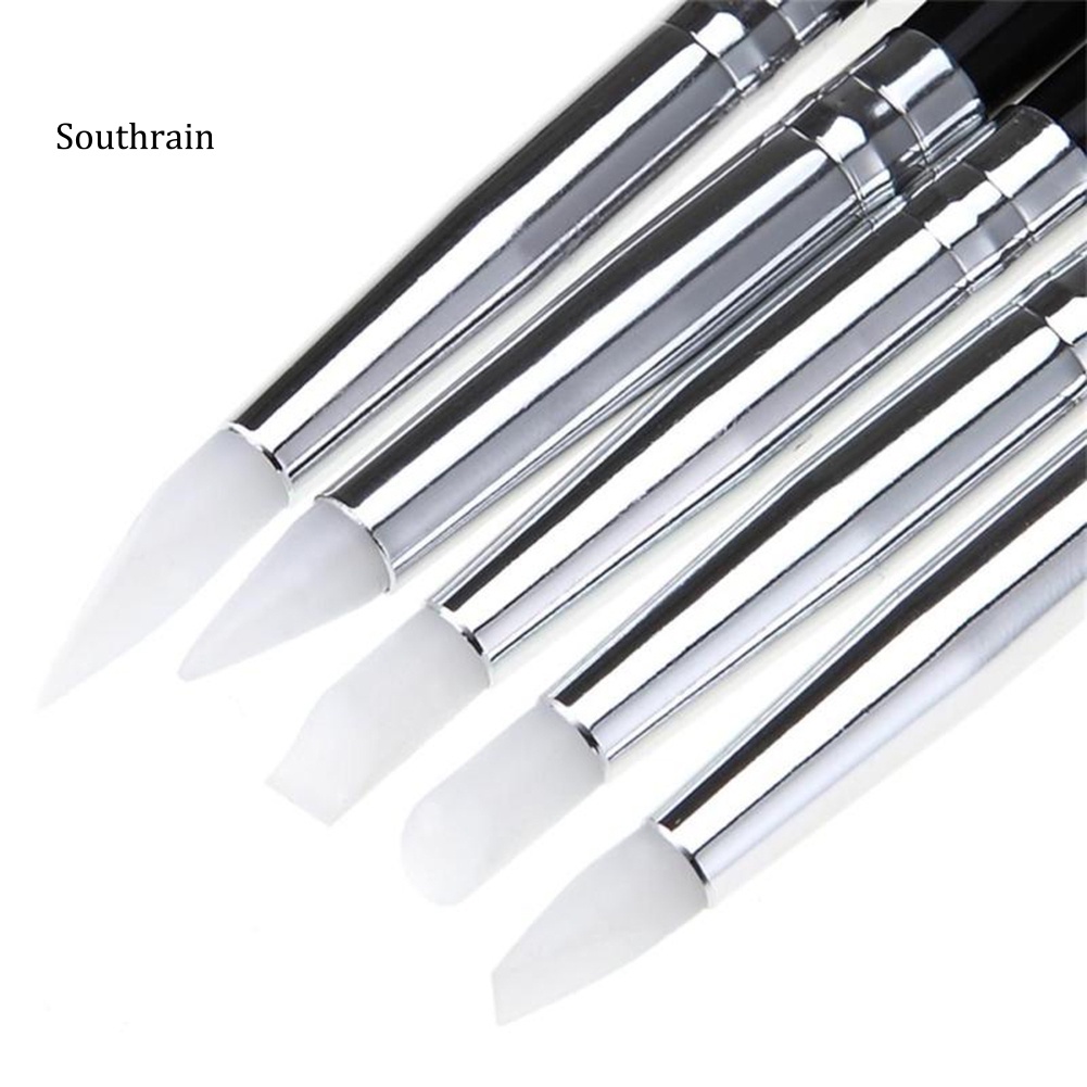 Set 5 Cọ Vẽ Móng Nghệ Thuật Bằng Silicon Mềm DIY