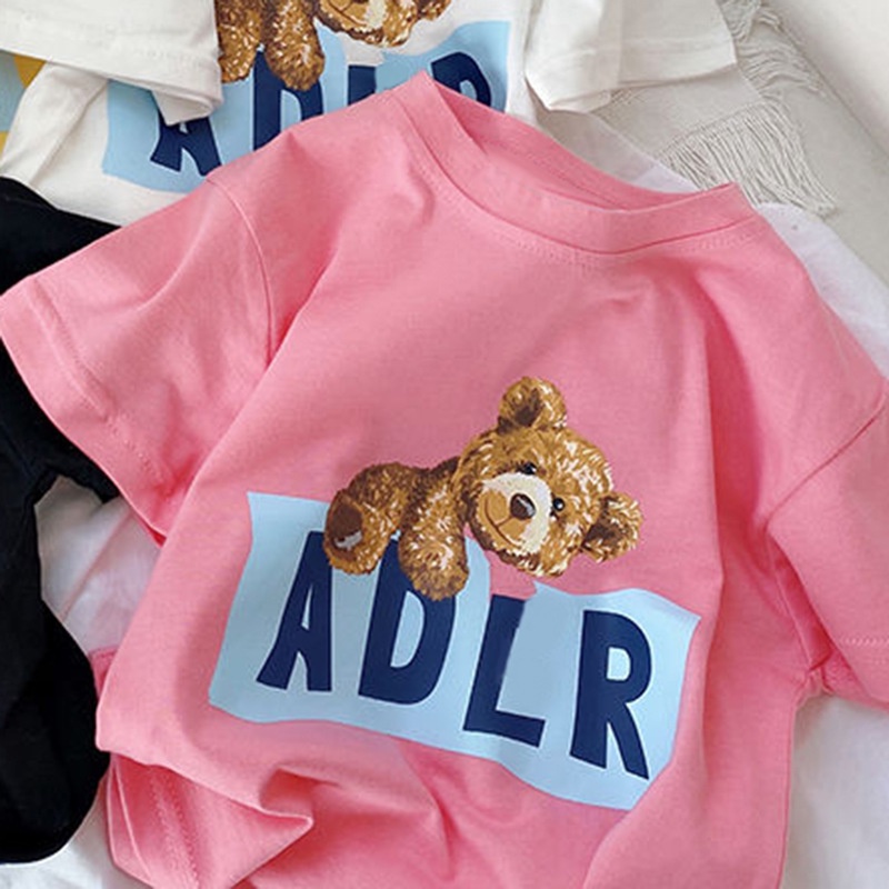 Áo Thun In Hình Gấu Teddy Phong Cách Hàn Quốc Thời Trang Mùa Hè Dành Cho Bé Gái 0-7 Tuổi